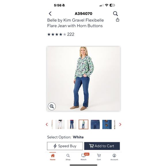 Belle By Kim Gravel 18W Flexibelle Flare Jean Horn Buttons Pullon 5 Pocket - Picture 14 of 15